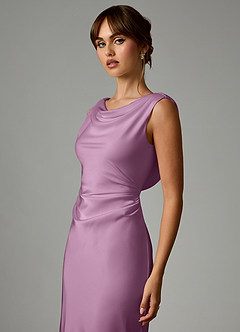 Azazie Kieryn Robes de demoiselle d'honneur Robe Sirène en Satin extensible Plissée Glycine image6