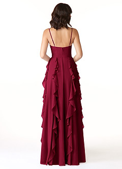 Azazie Peyton Bridesmaid Dresses Burgundy A-Line Ruched Chiffon Dress image2