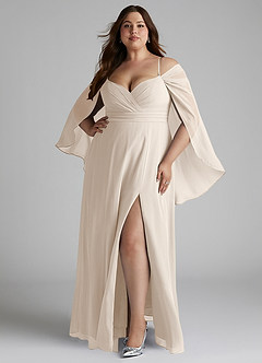 Azazie Cienna Bridesmaid Dresses White Alabaster A-Line Long Sleeve Chiffon Dress image7