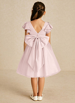 Azazie Kaeya Flower Girl Dresses Blushing Pink A-Line Bow Tulle Dress image1