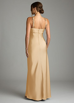 Azazie Ellia Brautjungfernkleider Etui Schleifen Stretch-Satin Kleid Gold image5