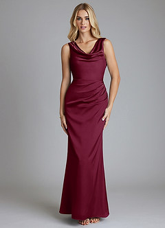 Azazie Tallie Bridesmaid Dresses Mulberry Mermaid Pleated Stretch Satin Dress image9