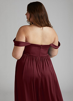 Azazie Morana Bridesmaid Dresses Cabernet A-Line Off the Shoulder Stretch Satin Convertible Dress image8