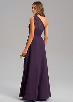 Azazie Phaedra Bridesmaid Dresses Plum A-Line One Shoulder Chiffon Dress image15