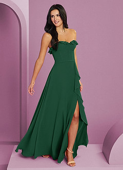 Barbie ♥ Azazie Bridesmaid Dresses Dark Green A-Line Sweetheart Neckline Chiffon Dress image4