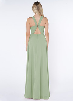 Azazie Jane Bridesmaid Dresses Dusty Sage A-Line V-Neck Pleated Chiffon Dress image2