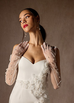 Azazie Leyla Wedding Dresses Diamond White Sheath Sweetheart Neckline Crepe Back Satin Dress image3