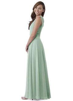 Azazie Cleo Vestido de Agave de Gasa/ Chiffon de Acampanado con Plisado image3