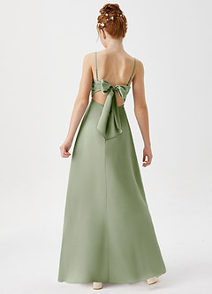 Azazie Shale Junior Dusty Sage A-Line Stretch Satin Dress image3