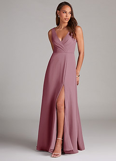 Azazie Nelly Bridesmaid Dresses Vintage Mauve A-Line Pleated Chiffon Dress image1