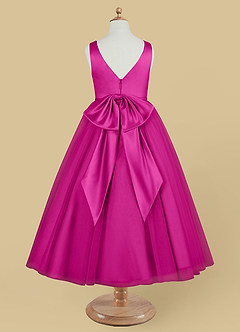 Azazie Marybell Flower Girl Dresses Fuchsia A-Line Bow Tulle Dress image6