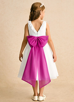Azazie Dani Abiti da Ragazza di Fiori Abito A-Line in Chiffon Fiocco Avorio Fucsia image7