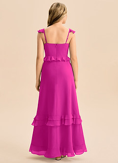 Azazie Tavie Junior Vestido de Fucsia de Gasa de Corte en A con Volante image2