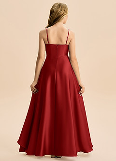 Azazie Eirlys Junior A-Linie Plissee Stretch-Satin Kleid Granatapfelrot image2