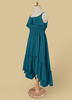 Azazie Karmen Flower Girl Dresses Ink Blue A-Line Ruched Chiffon Dress image8