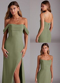 Azazie Saige Bridesmaid Dresses Pistachio A-Line Off the Shoulder Chiffon Convertible Dress image10