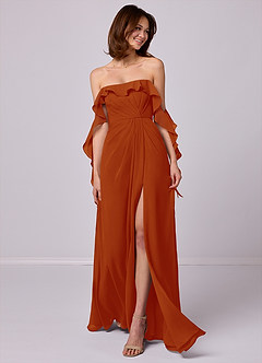 Barbie ♥ Azazie Bridesmaid Dresses Paprika A-Line Off the Shoulder Chiffon Convertible Dress image1