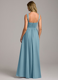 Azazie Rosaline Bridesmaid Dresses Moody Blue A-Line Side Slit Chiffon Dress image6