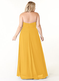 Azazie Tessie Bridesmaid Dresses Marigold A-Line V-Neck Pleated Chiffon Dress image7