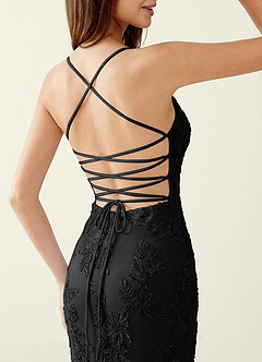 Floriane Noir Robe longue sirène corset à fleurs 3D et laçage au dos image6