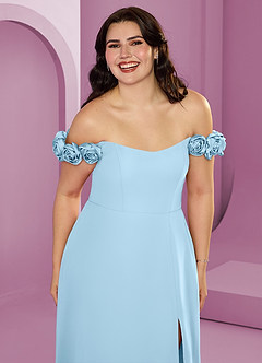 Barbie ♥ Azazie Bridesmaid Dresses Sky Blue A-Line Off the Shoulder Chiffon Convertible Dress image16