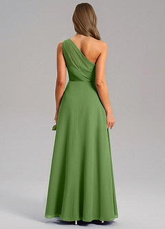 Azazie Phaedra Jurken voor bruidsmeisjes Jurk van Chiffon met A-Lijn One-Shoulder Basilicum image2