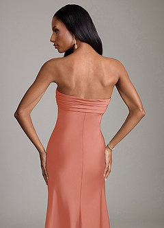 Azazie Saylor Brudtärnklänningar Klä av Sjöjungfru i Stretch Satin Axelbandslös Laxrosa image6