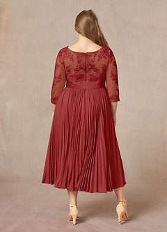 Azazie Tutu Mother of the Bride Dresses Rust A-Line Boatneck Lace Chiffon Dress image8