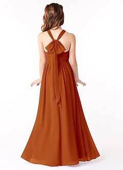 Azazie Jaylah Junior Paprika A-Line Ruched Chiffon Dress image1