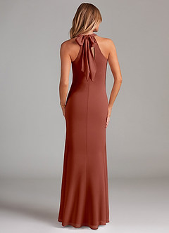 Azazie Doretta Bridesmaid Dresses Auburn Mermaid Pleated Chiffon Dress image2