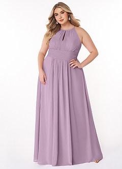 Azazie Bonnie Bridesmaid Dresses Wisteria A-Line Keyhole Ruched Chiffon Dress image6