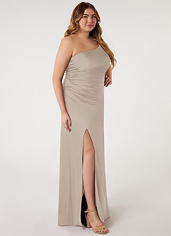 Azazie Eren Bridesmaid Dresses Frost Mermaid One Shoulder Stretch Satin Dress image15