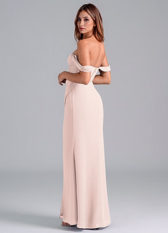Azazie Asha Robes de demoiselle d'honneur Robe Fourreau Convertible en Mousseline de soie Épaule décolletée Rose Pétale image2