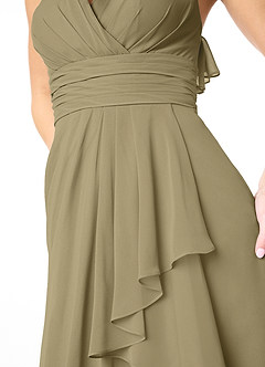 Azazie Aviv Bridesmaid Dresses Moss Green A-Line Pleated Chiffon Dress image4