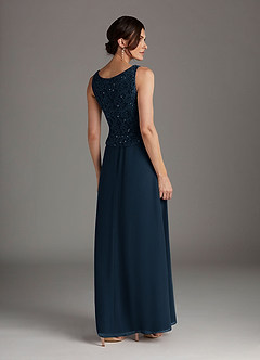 Azazie Cornelia Mother of the Bride Dresses Dark Navy Sheath Square Neckline Sequins Chiffon Dress image6