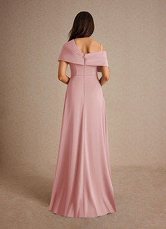 Azazie Milton Mère de la mariée Robes Robe Trapèze en Satin extensible Plissée Rose Poudré image4