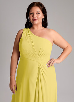 Azazie Brooke Robes de demoiselle d'honneur Robe Trapèze en Mousseline de soie Une épaule Canari image13