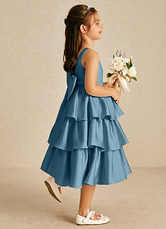 Azazie Margery Flower Girl Dresses Bermuda A-Line Bow Stretch Satin Dress image5