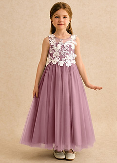Azazie Mixie Robe Demoiselle D'honneur Fillette Robe Princesse en Dentelle Mauve Vintage image5