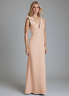 Azazie Taro Final Sale English Rose Sheath Bow Chiffon Dress image1