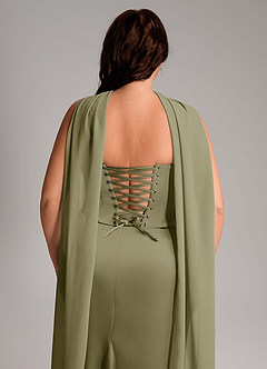 Azazie Sorrel Vestidos de damas de honor Vestido de Pistacho de Satén Elástico de Corte Sirena Convertible con Sin tirantes image14