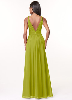 Azazie Maren Bridesmaid Dresses Lemongrass A-Line Pleated Chiffon Dress image2
