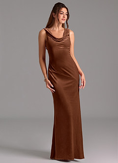 Azazie Rylina Bridesmaid Dresses Umber Mermaid Bow Velvet Dress image3