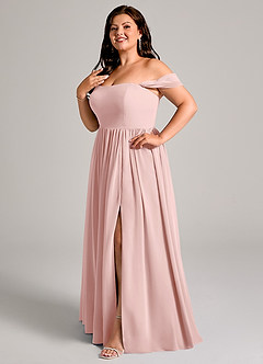 Azazie Calianna Bridesmaid Dresses Powder Pink A-Line Off the Shoulder Chiffon Convertible Dress image10
