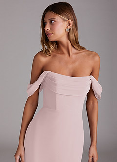 Azazie Saige Bridesmaid Dresses Blushing Pink A-Line Off the Shoulder Chiffon Convertible Dress image5