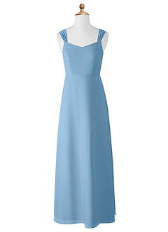 Azazie Denice Junior Steel Blue A-Line Chiffon Dress image8