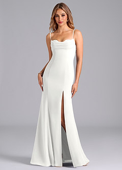 Azazie Wynni Abiti da Damigella Abito Sirena in Chiffon Corsetto Bianco image1