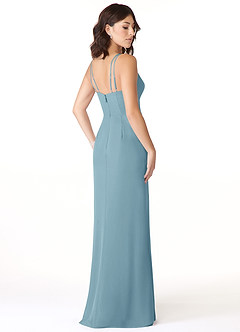 Azazie Leo Bridesmaid Dresses Moody Blue Mermaid V-Neck Pleated Chiffon Dress image4