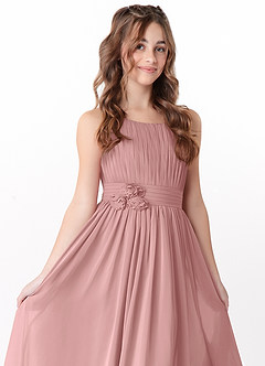 Azazie Astrid Junior Dusty Rose A-Line Floral Chiffon Dress image3