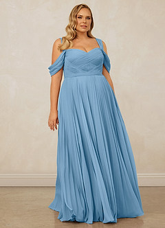 Christian Siriano Bridal for Azazie 1013 Bridesmaid Dresses Steel Blue A-Line Off the Shoulder Chiffon Dress image10